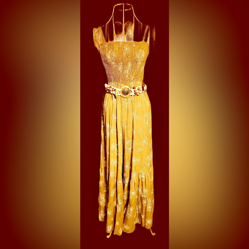 Only 1 Left: NWT Ces Femme Trendy Wide Leg Camel Boho Jumpsuit, 100% Rayon, Med - Picture 6 of 16